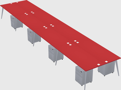 Shared rectangular office desk system