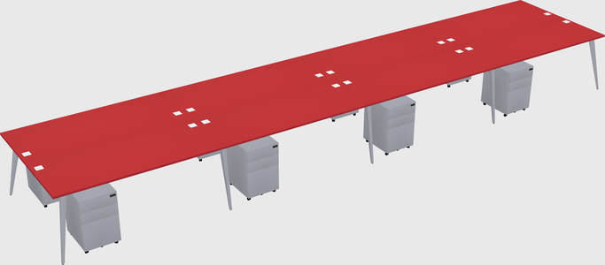 Shared rectangular office desk system