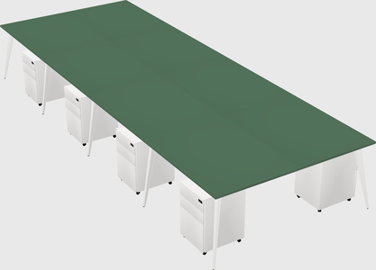 Shared rectangular office desk system