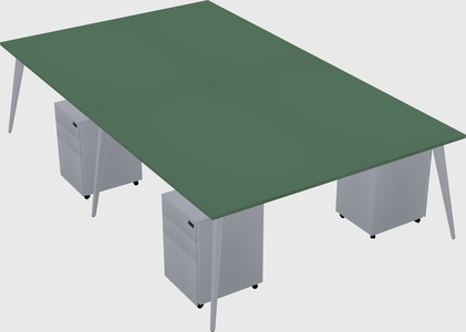 Shared rectangular office desk system