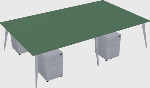 Shared rectangular office desk system
