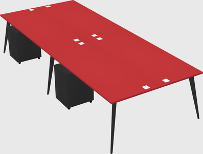 Shared rectangular office desk system