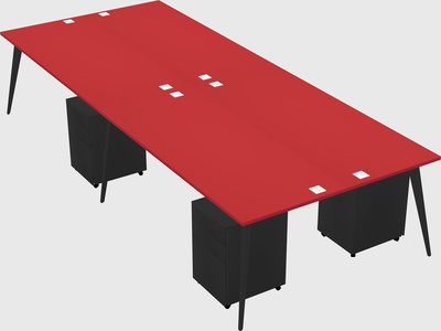 Shared rectangular office desk system
