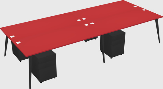 Shared rectangular office desk system