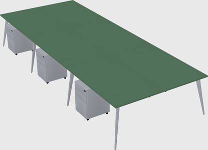 Shared rectangular office desk system