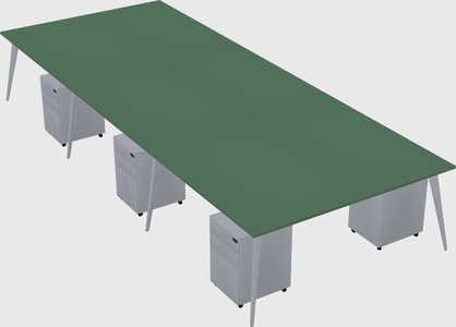Shared rectangular office desk system