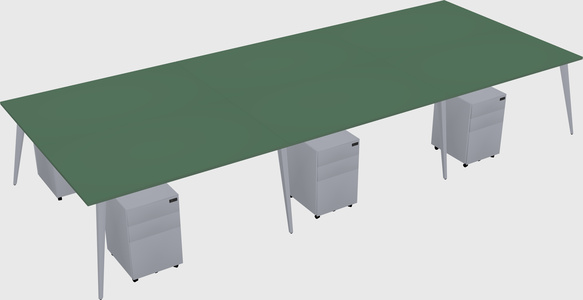 Shared rectangular office desk system