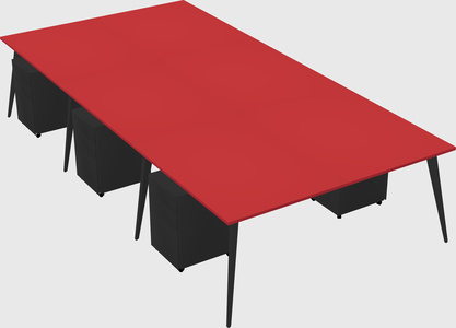 Shared rectangular office desk system