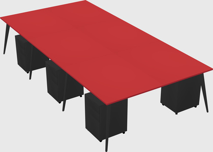 Shared rectangular office desk system