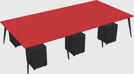 Shared rectangular office desk system