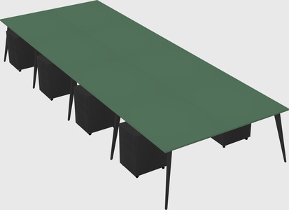 Shared rectangular office desk system