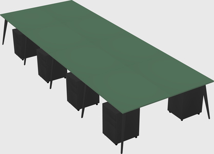 Shared rectangular office desk system