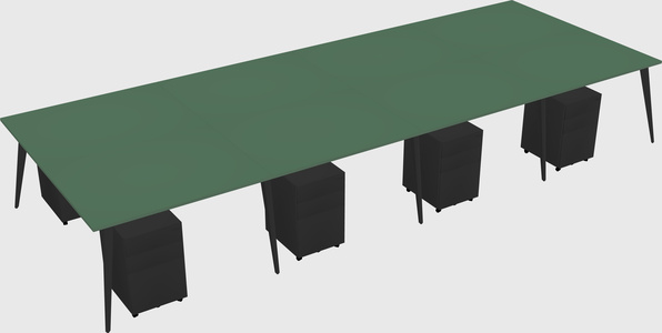 Shared rectangular office desk system