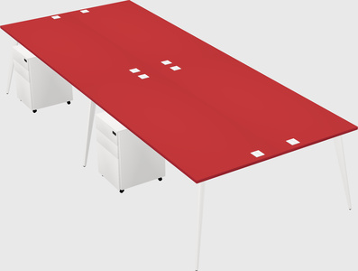 Shared rectangular office desk system