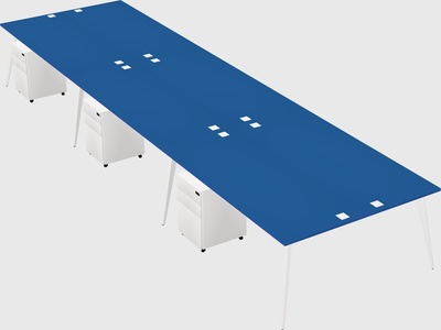 Shared rectangular office desk system