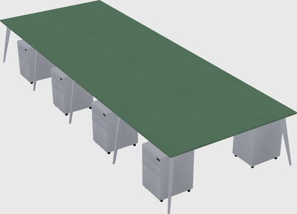 Shared rectangular office desk system