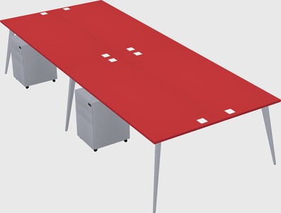 Shared rectangular office desk system