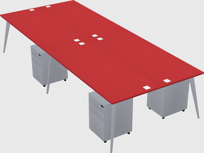 Shared rectangular office desk system