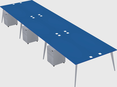 Shared rectangular office desk system