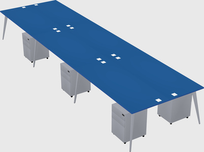 Shared rectangular office desk system