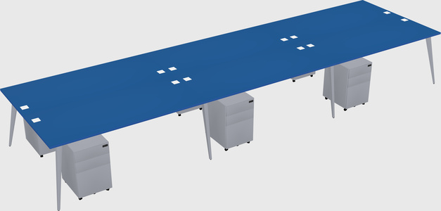 Shared rectangular office desk system