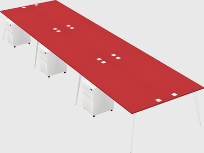 Shared rectangular office desk system