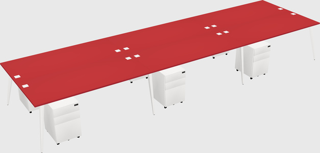 Shared rectangular office desk system