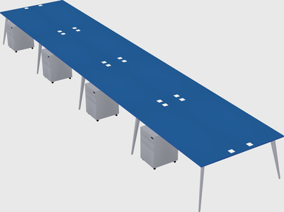 Shared rectangular office desk system