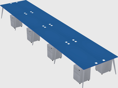Shared rectangular office desk system