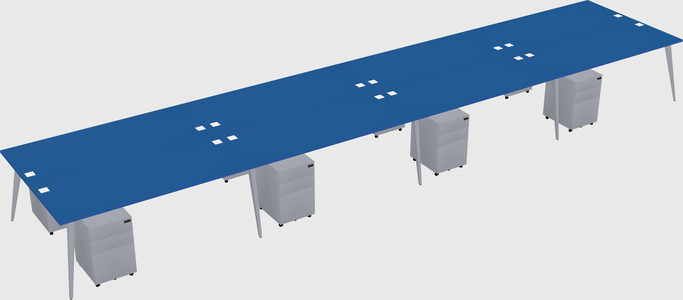 Shared rectangular office desk system
