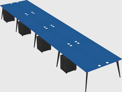 Shared rectangular office desk system