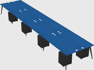 Shared rectangular office desk system