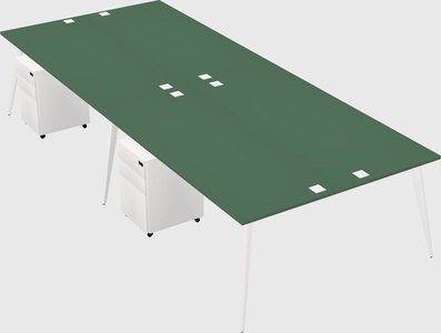 Shared rectangular office desk system