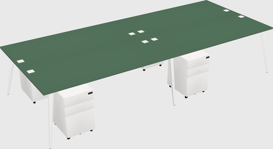 Shared rectangular office desk system