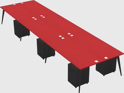 Shared rectangular office desk system