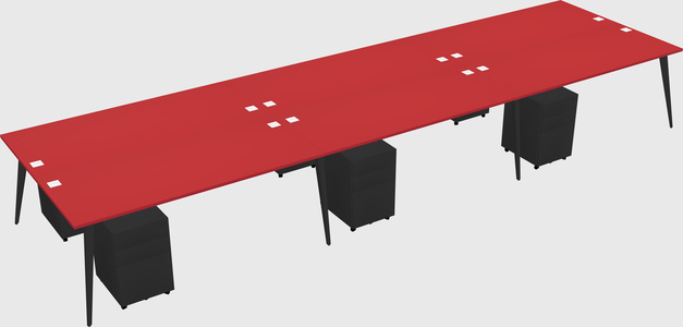 Shared rectangular office desk system