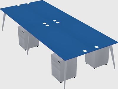 Shared rectangular office desk system