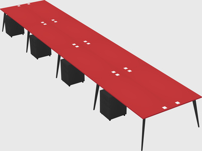Shared rectangular office desk system