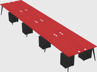 Shared rectangular office desk system