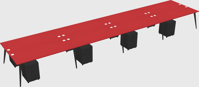 Shared rectangular office desk system
