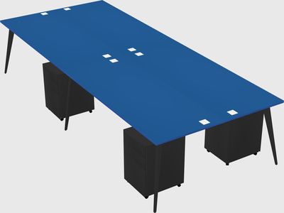 Shared rectangular office desk system