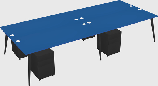 Shared rectangular office desk system
