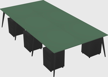 Shared rectangular office desk system