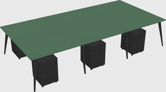 Shared rectangular office desk system