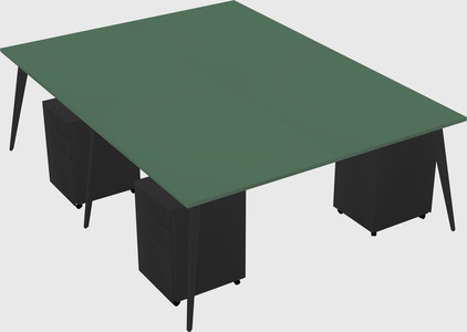 Shared rectangular office desk system