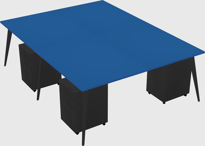 Shared rectangular office desk system