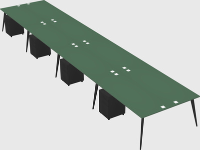Shared rectangular office desk system