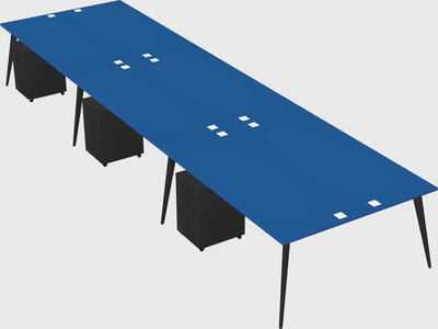 Shared rectangular office desk system