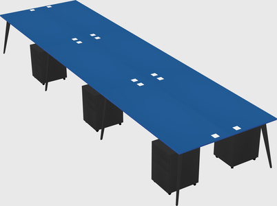 Shared rectangular office desk system