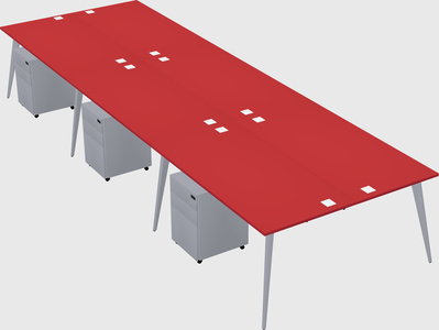 Shared rectangular office desk system